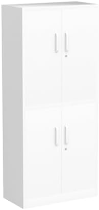 Yizosh Metal Storage Locking Cabinet with 4 Doors and 2 Adjustable Shelves,71" Lockable Garage Tall Steel Cabinet,for Home Office,Living Room,Pantry,Gym,Commercial Storage (White) - Image 4