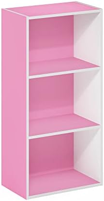 Furinno LUDER 3-Tier Book Shelf, Open Shelves Bookshelf, Pink/White - Image 6