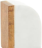 Deco 79 Marble Decorative Bookends 5 lbs Non Skid Bookends with Wood Details, Set of 2 Office Bookends4"W, 5"H, White - Image 2