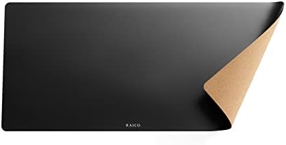Leather Desk Mat Non Slip Large Mouse Pad Desk Blotter (Deep Black, Medium - 25.6" x 11.8") by RAICO
