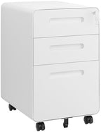3 Drawer Mobile File Cabinet with Lock and 4 Keys, Small Vertical Metal Rolling Filing Cabinet Under Desk for Home Office Organizer Letters/Legal/A4 Hanging File Folders by LVSTEEL