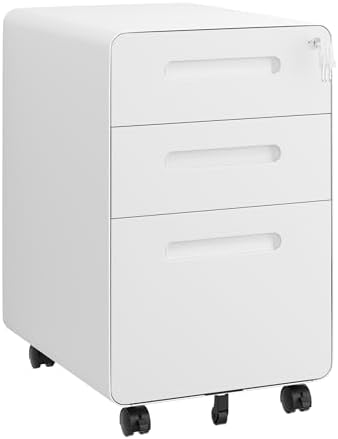 3 Drawer Mobile File Cabinet with Lock and 4 Keys, Small Vertical Metal Rolling Filing Cabinet Under Desk for Home Office Organizer Letters/Legal/A4 Hanging File Folders by LVSTEEL
