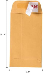 JAM PAPER #3 Coin Business Commercial Envelopes with Peel and Seal Closure - 2 1/2 x 4 1/4 - Brown Kraft Manila - Bulk 500/Carton - Image 6