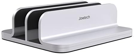 JOKItech Double Aluminum Laptop Vertical Stand Organizer, Sturdy Notebook Computer Holder Stand Compatible with New Liquid Retina XDR Apple MacBook Air/Pro/Neo, Mac mini, Apple TV & iPad Pro - Silver by Jokitech