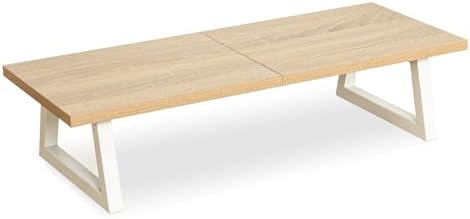 TEAMIX 24 inch Monitor Riser for Desk, Wood & Steel Computer/TV Stand Maple by TEAMIX