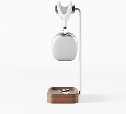 Raico Headphone Stand with Catchall Tray Base Premium Showpiece Headset Holder with Storage Solid Wood (Walnut) by RAICO