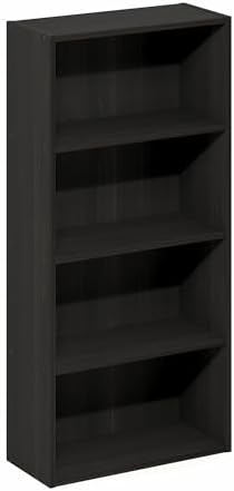 Furinno Basic Book Shelf, 4-Tier Bookcase with Open Shelf, Bookshelf, Cube Storage Organizer, 7 x 17 x 35, for Living Room, Bedroom, Home Office, Espresso - Image 5
