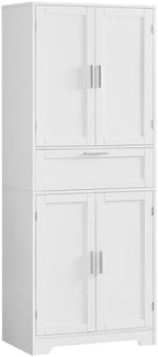 Iwell 67" Tall Storage Cabinet with Adjustable Shelf & 1 Large Drawer, Pantry Cabinet with 4 Doors, Kitchen Cabinets for Dining Room, Living Room, Home Office, White by IWELL