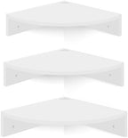 Homode Floating Corner Shelves, Set of 3 Wood Corner Wall Shelves with Wire Hole, 12 Inch Deep Hanging Corner Display Shelf for Living Room, Kitchen, Bedroom, White by Homode