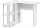 Furinno Abbott L-Shape Desk with Bookshelf, 41.14 (W) x 28.94 (H) x 34.45 (D) inches, White/White - Image 5