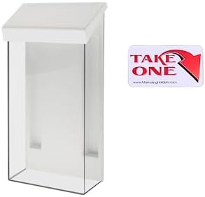 Magnetic Outdoor Brochure Holder for 4 x 9 Rack Cards Clear Acrylic with White Lid and Take One Sticker Smooth Metal Surfaces Mount Trifolds Brochures and Advertising Materials by Marketing Holders - Image 2