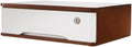 Wood Desk Organizer with Drawers, Lockable Desktop Countertop Storage Cabinet for Home Office Supplies File Tabletop Organizing Unit (Dark Brown + White) by iSamLam