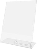 Marketing Holders Acrylic Sign Holder 8.5" x 11" with 3.5" x 2" Business Card Pocket Slant Back Side Load Clear Literature Table Tent for Tradeshows Expos and Conventions by MarketingHolders