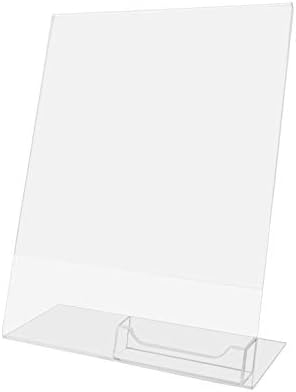 Marketing Holders Acrylic Sign Holder 8.5" x 11" with 3.5" x 2" Business Card Pocket Slant Back Side Load Clear Literature Table Tent for Tradeshows Expos and Conventions by MarketingHolders