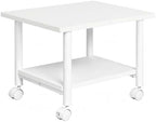 HOOBRO Printer Stand, 2-Tier Industrial Under Desk Printer Cart with Shelf, Mobile Heavy Duty Storage Rack on Wheels for Home, Office, White WW02PS01G1 by HOOBRO