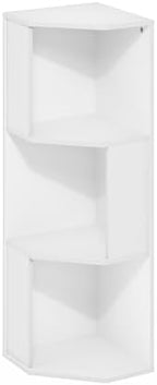 Furinno ECON Corner Shelf, 3-Tier Corner Book Shelf, Standing Storage Shelves, Cube Display Rack, Bookshelf, for Organization and Storage, Living Room, Home Office, Plain White - Image 6