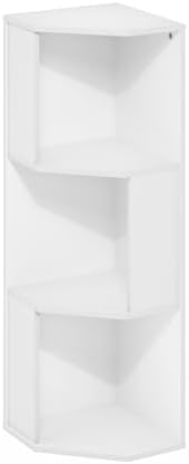 Furinno ECON Corner Shelf, 3-Tier Corner Book Shelf, Standing Storage Shelves, Cube Display Rack, Bookshelf, for Organization and Storage, Living Room, Home Office, Plain White - Image 6