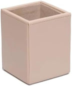 Dacasso Bonded Leather Pencil Cup - Luxury Cup Storage For Pens, Pencils, & Office Accessories - Elegant Pen Organizer & Executive Desk Decor - (White Latte) by Dacasso