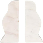 Creative Co-Op Decorative Marble Wave Bookends, Mottled White - Image 3