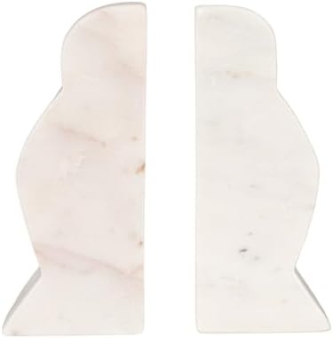 Creative Co-Op Decorative Marble Wave Bookends, Mottled White - Image 3