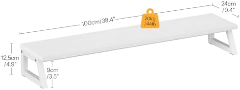 HOOBRO Dual Monitor Stand Riser, 39 Inch Large Computer Monitor Stand for 2 Monitors, Computer Monitor Riser, Desk Shelf Organizer for Office Desk, Accessories, White WW121CJ01 - Image 2