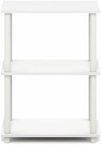 Furinno Turn-N-Tube Storage Shelves, 3-Tier Book Shelf, Corner Shelf, Toolless Open Shelves, for Organization and Storage, Living Room, Garage, Home Office, White - Image 4