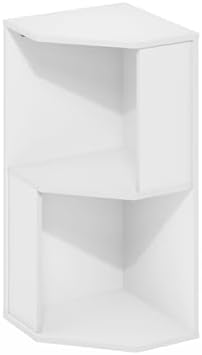 Furinno ECON Corner Shelf, 2-Tier Corner Book Shelf, Standing Storage Shelves, Cube Display Rack, Bookshelf, for Organization and Storage, Living Room, Home Office, Plain White - Image 5