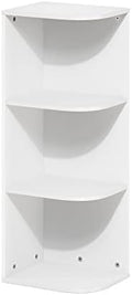 Furinno PASIR Book Shelf, 3-Tier Corner Bookshelf with Open Shelf, Standing Bookcase, 9.3 x 12 x 31.5 for Organization and Storage, for Living Room, Bedroom, Home Office, White by Furinno-FitsYourSpaceFitsYourBudget
