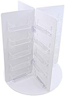 Marketing Holders Rotating Business Card Holder 32 Pockets for 3.5" x 2" Contact Info Cards Clear Acrylic Slots on White PVC Display by MarketingHolders