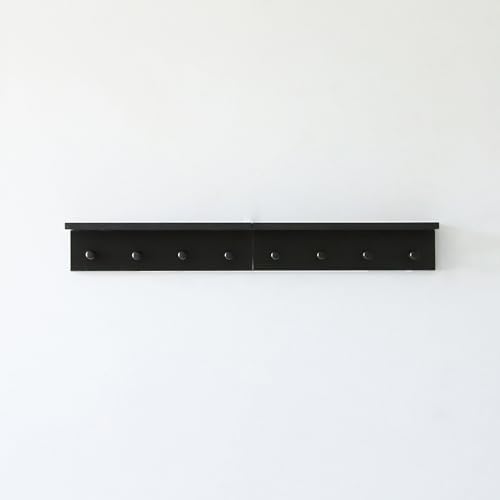 Entrance Coat Rack ，Coat Hooks, Wall-Mounted Wooden Hook Rack, Wall-Mounted Shelves are Very Suitable (Black Color Finish—A-2) - Image 2