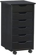 Corinne Black Six Drawer Rolling Storage Cart by Linon by Linon