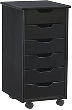 Corinne Black Six Drawer Rolling Storage Cart by Linon by Linon
