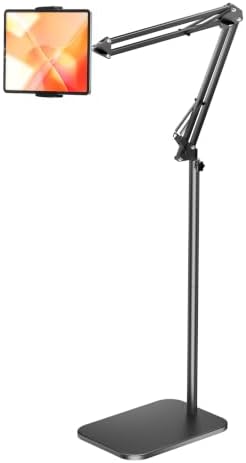 Tablet Floor Stand with 4.5LB Heavy Metal Base,Overhead Bed Phone Stand Angle Height Adjustable Holder, Universal Phone Mount for iPad iPhone Pro Air Mini, Samsung Tab, Kindle, E-Readers... by Unknown