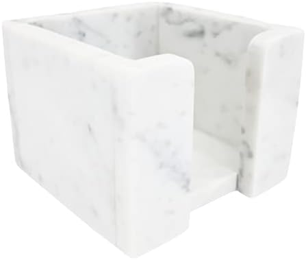 White Marble Sticky Note Holder, Handmade Office Desk Organizer by LukaMarbleDesigns