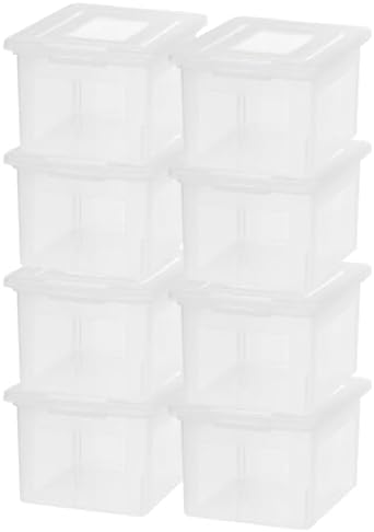 IRIS USA 8 Pack File Box, Plastic Document Organizer with Lid, 35 Qt, Clear by IRISUSA