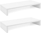TEAMIX 2 Pack White Monitor Stand Riser 20 inch, Wooden Desktop Stand Shelf by TEAMIX