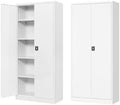 Fesbos Metal Storage Cabinet-71” Tall Steel File Cabinets with Lockable Doors and Adjustable Shelves-White Steel Storage Cabinet for Home,Kitchen, School, Office, Garage by Fesbos
