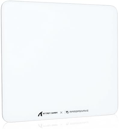 ATTACK SHARK CM05 Glass Gaming Mouse Pad,17.7x15.7 in Large Mouse Mat，Non Slip 9H Hard Mousepads,Nano-Textured Glass Surface with Improved Precision and Speed for FPS Players-Pure White by ATTACKSHARK