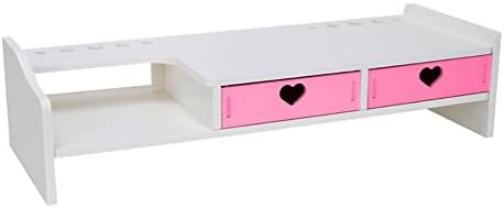 Kawaii Desk Organizer Cute Desk Organizer with Drawers Monitor Riser Stand Monitor Riser Computer Stand for PC, Laptop, Printer - Image 5