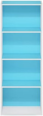 Furinno LUDER 4-Tier Book Shelf, Open Shelves Bookshelf, Light Blue/White - Image 6