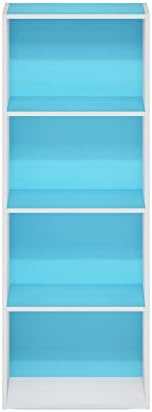 Furinno LUDER 4-Tier Book Shelf, Open Shelves Bookshelf, Light Blue/White - Image 6