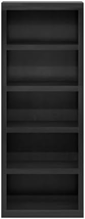 Furinno Rail Book Shelf, 5-Tier Bookshelf with Open Shelf, Bookcase with Classic Style Edges, 10 x 24.6 x 63.5, for Organization and Storage, for Living Room, Bedroom, Home Office, Blackwood - Image 7