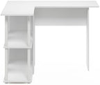 Furinno Abbott L-Shape Desk with Bookshelf, 41.14 (W) x 28.94 (H) x 34.45 (D) inches, White/White - Image 6