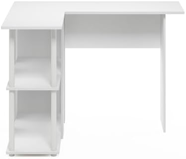 Furinno Abbott L-Shape Desk with Bookshelf, 41.14 (W) x 28.94 (H) x 34.45 (D) inches, White/White - Image 6