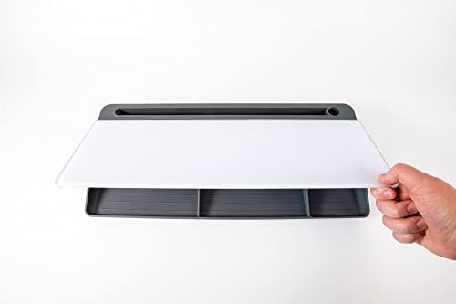 Glassboard Studio Glass Dry Erase Doodle Tray for Desktop Office Supply Storage - Marker and Eraser Included (8 Markers, Gray) - Image 4