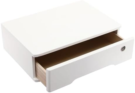 Xuthusman Desk Organizer with Drawer, Wooden Desktop Storage Box with Lockable Office Supplies Drawer Organizer Tabletop Storage Multifunctional Desktop Storage Box for Office Study Dresser（white） - Image 5