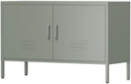 IRONFFICE Metal Storage Cabinet,Low Storage Cabinet with Doors and Shelf,Short Locker Cabinet with Storage,Modern Metal TV Cabinet for Bedroom,Classroom,Kid's Room,Dark Green by IRONFFICE