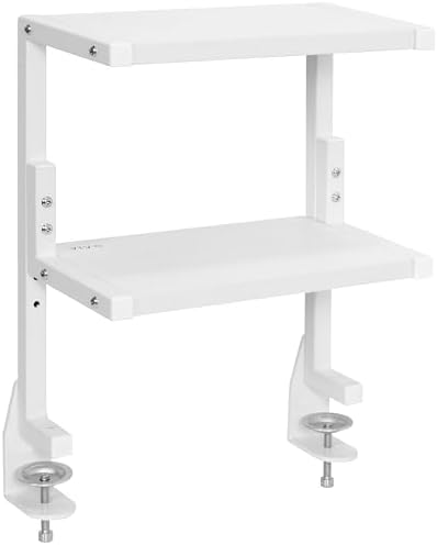 VIVO White Clamp-on 13 inch 2-Tier Desk Shelf, STAND-SHELF2CW by VIVO