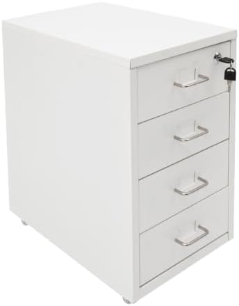 4 Drawer Vertical File Cabinet, Beige Metal File Cabinet with Lock(White) by Unknown