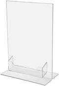 6 Pack Acrylic Sign Holder for 5" x 7" Literature and 3.5" x 2" Business Cards Double Sided Bottom Load Display for Countertops in Retail Stores Reception Areas and Restaurants by Marketing Holders by MarketingHolders